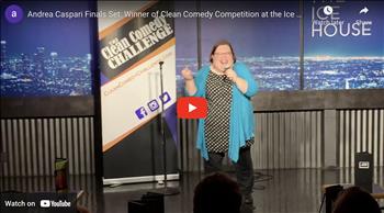 <p>Comedian Andrea Caspari performs her Finals Set on Night 3 of the Clean Comedy Challenge at the Ice House in Pasadena, California. Spoiler Alert: She is the big winner!</p>

