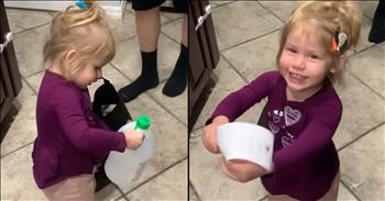 <p>A sweet little girl got super excited about the items bought at the grocery store.</p>

<p>Everyone has things they look forward to with anticipation and excitement. Of course, those things will and do change dramatically as we age. What was thought fun and thrilling as a child will not be the same as when you become an adult.</p>

<p>For most adults, the weekend, or some quiet time away from work, is likely the top item on their list of exciting things. That is likely followed closely by a nice, calm and uninterrupted nap. Some may even look forward to finally cracking that book open that you&rsquo;ve had all week.</p>

<p>Those are all things that children dread. No child looks forward to naps. Most of them will actually fight tooth and nail against them. However, as <a href="https://www.youtube.com/shorts/GmJJW7MP1yI">one cute and hilarious video shows</a>, children seem to get some thrill out of things that most adults dread doing.</p>

<p>The short clip begins with a toddler racing to see what her father brought home from the grocery store. She cannot wait to see what goodies and new items he has bought.</p>

<p>After getting to the bag on the floor, the youngster wastes no time uncovering the treasures. She reaches down in the bag, asking whether her father got &ldquo;her milk.&rdquo; However, what she pulls out of the bag is not exactly milk.</p>

<p>Her father informs her that she is not holding milk but vinegar. &ldquo;Vin-dinner?&rdquo; she responds.</p>

<p>The next item that gives her a thrill is the receipt. She is absolutely overjoyed by the piece of paper that itemizes everything purchased at the store. No adult has ever been excited about a receipt. That sweet and hilarious reaction over a receipt could only come from a child.</p>

<p>But that is not all. The child is overjoyed by honeydew melon, coffee beans and walnuts.</p>

<p><em><strong><a href="https://www.godtube.com/bible/proverbs/22-6">Proverbs 22:6</a></strong> &ldquo;If a child is trained up in the right way, even when he is old, he will not be turned away from it.&rdquo;</em></p>
