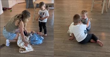 <p>A toddler showed love to his baby brother, who was upset and having a bit of a meltdown.</p>

<p>Children are some of life's biggest blessings. However, all parents know and understand that children are not perfect little angels 100 percent of the time. They all have their moments when their behavior is less than perfect. Every child throws massive tantrums at some point for one reason or another.</p>

<p>When children have their meltdowns, most parents quickly try to assess the situation. They want to find out what is causing the issue, resulting in poor behavior. Once that has been determined, parents will then decide what is the best course of action to respond to the upset child. This is where mom and dad will need to, you know, parent.</p>

<p>In an <a href="https://www.youtube.com/shorts/ljCzLeT7U2s">adorable clip posted on YouTube</a>, it wasn't a mother or a father who responded to an upset child, but a toddler. The clip begins with the young man already upset. A woman, likely the child's mother, informs the upset baby boy that mom will make him some lunch and then gently places the child on the floor.</p>

<p>Seconds into the clip, the toddler wants to understand why his baby brother is behaving poorly.</p>

<p>"River, why are you mad?" the toddler asks the crying child.</p>

<p>The child continues crying, but the toddler is not deterred. He does not give up and continues trying to comfort the young man.</p>

<p>The toddler tells him he will promptly get Mom, which seems to calm the child down. Then he hurries over and sweetly touches the baby boy's cheek, telling him, "I promise."</p>

<p>As the toddler proceeds to get up to get his mother, he kisses the boy on the cheek.</p>

<p>By the end of the video, the baby is completely fine, having gotten over his meltdown. The two boys are playing together as happily as can be.</p>

<p>What an adorable moment between the two young men! Mom and Dad will likely cherish it forever.</p>

<p><em><strong><a href="https://www.godtube.com/bible/proverbs/22-6">Proverbs 22:6</a></strong> "Train up a child in the way he should go, and when he is old he will not depart from it."</em></p>
