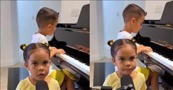 <p>Prepare to hear a classic song in a fresh way. Check out this video as an adorable duo chams with a cute &lsquo;Over the Rainbow&rsquo; performance.</p>

<p>At the start of this clip, we see two precious young children. The brother is 6 years old and plays the piano very confidently. The sister is just 3 years old and has so much personality as she dances to his introduction. His name is Jelijah, and her name is Jesmee.&nbsp;</p>

<p>The song begins when Jesmee begins to sing in her precious 3-year-old voice. Her pitch is pretty good, and she is great at projecting through the microphone. Jelijah kindly follows his younger sister and plays so smoothly on the keys. It will melt your heart hearing the lyrics from a preschooler&rsquo;s perspective. It is truly impressive to hear this little girl sing all of the lyrics from memory and if you notice in the background, the boy has the piano chords memorized. There is no sheet music in front of him! These two kids are extremely talented for their ages.</p>

<p>At the very end of the song, Jesmee reveals a big smile as she raises her arms up into the air. The brother turns, and the siblings both smile with their adorable dimples and tell the camera, &ldquo;bye.&rdquo; Jesmee even blows a kiss. You will instantly fall in love with these two entertaining children as they perform, &ldquo;Over the Rainbow.&rdquo; It is a sweet song that almost was meant to be sung by little ones. The message and the simplicity is heard even clearer from the voices of kids. May it remind us of God&rsquo;s promises to always be faithful from the very first rainbow.&nbsp;</p>

<p><em>&ldquo;Whenever the rainbow appears in the clouds, I will see it and remember the everlasting covenant between God and all living creatures of every kind on the earth.&rdquo; <strong><a href="https://www.godtube.com/bible/Genesis/9-16">Genesis 9:16</a></strong></em></p>
