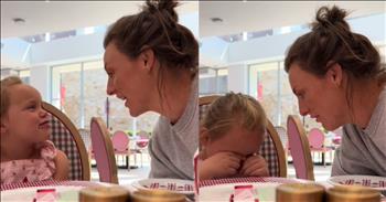 <p>A 5-year-old girl was moved to tears by her mother&rsquo;s sweet and loving words.</p>

<p>Everyone wants to know and feel that they are cared for and loved. Sadly, the world is a sad, lonely and broken place where far too many people feel alone and unloved. Many individuals believe, for one reason or another, that no one cares about them or that they don&rsquo;t matter to anyone.</p>

<p>That&rsquo;s why telling the people around us how much we love and care for them is important. The words we say, as the Bible mentions, hold tremendous power. They can build someone up or tear an individual down. As one sweet interaction between a mother and her small child shows, words can also bring someone to tears.</p>

<p><a href="https://www.tiktok.com/@danielleeilers/video/7415650375438519598">The short, minute-and-a-half clip</a> shows a mother and her 5-year-old daughter sitting at a table in what appears to be a mall&rsquo;s food court. Mom then leans and, while looking at her child, expresses how she truly feels about her daughter and how much she has changed her life.</p>

<p>&ldquo;My life got so much better when you were born,&rdquo; Mom tells her daughter. &ldquo;And I feel so lucky that God gave you to me five years ago!&rdquo;</p>

<p>Later in the clip, Mom tells her daughter one of the things she loves most about her little girl.</p>

<p>&ldquo;And you know what I love about you? How kind you are,&rdquo; Mom says to the youngster. &ldquo;I&rsquo;ve been saying it since you were a baby. I wrote you a letter when you were six months old, and I said, &lsquo;I can feel the way you love me by the way you look at me.&rsquo; And you are going to change people&rsquo;s lives; you&rsquo;ve changed my life by how much you love me and how well you love me. You&rsquo;ve changed my life, Evie. I&rsquo;m so lucky to have you.&rdquo;</p>

<p>At this point, the little girl, with tears streaming down her face, leans into her mother for a warm and loving embrace.</p>

<p>What a beautiful and sweet moment between mother and daughter!</p>

<p><em><strong><a href="https://www.godtube.com/bible/psalms/127-3">Psalm 127:3</a></strong> &ldquo;See, children are a heritage of the Lord: and the fruit of the womb is his reward.&rdquo;</em></p>
