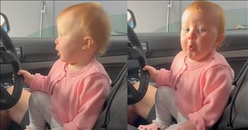 <p>A sweet little girl had a priceless reaction to her dad revving a car engine.</p>

<p>Children are some of the biggest and best blessings anyone can receive. Any and every parent would wholeheartedly agree with that conclusion. There is nothing like being a parent and watching your youngster learn and grow. Those are precious moments, for sure.</p>

<p>Sadly, those moments pass entirely too quickly. A parent&rsquo;s time with their child is precious, and they would not exchange even a second of it for anything. Once their childhood is gone, it&rsquo;s gone, and nothing can be done to recover it. Be sure to cherish it while you can.</p>

<p><a href="https://www.youtube.com/shorts/nsR0B5lytPU">A clip posted on social media captured</a> a precious and hysterical moment between a father and his young daughter. The video begins with the father in the driver&rsquo;s seat of a vehicle. Sitting on his lap is his little girl, a toddler. While she sits on her dad, something near or on the ground appears to have gotten her attention. It seems that she is staring at the center console.</p>

<p>Well, Dad, seeing what has his daughter so intrigued, grabs her little hand and presses a button that causes the vehicle&rsquo;s engine to rev. Of course, not having the strength to press the button entirely, she gets a bit of assistance from her dad.</p>

<p>The child is completely blown away once he hits the button, and the car engine revs loudly. She hilariously displays her amazement as she turns and looks at the camera. She is thoroughly impressed with the vehicle and the noise.&nbsp;</p>

<p>Also, throughout the video, she keeps her right hand on the steering wheel. It may not be quite 10 and two, but she is still learning and has a couple more years before she is behind the wheel, revving the engine all by herself.</p>

<p><em><strong><a href="https://www.godtube.com/bible/proverbs/22-6">Proverbs 22:6</a></strong> &ldquo;If a child is trained up in the right way, even when he is old he will not be turned away from it.&rdquo;</em></p>
