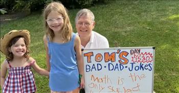 <p>We love dad jokes for one reason&ndash;they are delightfully cheesy. There&rsquo;s something about the perfect balance between puns, eye-rolling humor, and predictability that makes them irresistible. But one man is taking it one step further. Instead of telling the hokes to his kids, this grandfather is brightening his neighborhood with daily &lsquo;Dad Jokes.&rsquo;</p>

<p>What makes dad jokes so endearing is that they aren&rsquo;t trying too hard to be clever. They are essentially the comfort of comedy during our childhood years and beyond. In fact, my husband shares a dad joke every Friday during his work meetings with his team. Some of the newly married youngsters don&rsquo;t quite get the jokes, while the older guys of the group chuckle and grin.&nbsp;</p>

<p>Some of his jokes have been taken from this grandfather who has been posting dad jokes in his hard for over a year. Like clockwork, he heads outside to change the joke and bring a fresh new bit of cheesy humor to those who drive by and see the sign. And it&rsquo;s not just the neighborhood people who love it but also drive-by commuters who pass by his house as they eagerly await the next groan-worthy punch line.&nbsp;</p>

<p>Written under the title of Tom&rsquo;s Bad Dad Jokes Of The Day, here are a few of the jokes he&rsquo;s <a href="https://www.youtube.com/watch?v=Qor_8VrqWTw">posted</a>:&nbsp;</p>

<p>&ldquo;What do dads eat for breakfast? Pop Tarts.&rdquo;</p>

<p>&ldquo;Why was the coach yelling at the vending machine? He wanted his quarter back.&rdquo;</p>

<p>&ldquo;I ordered a chicken and an egg from Amazon. I&rsquo;ll let you know,&rdquo; meaning he wouold like you know if he could settle the debate of what came first, the chicken or the egg.</p>

<p>Dad jokes are a beautiful and humorous way that brings joy and can have a positive and uplifting effect in our lives and those around us. We hope Tom keeps posting jokes and all the dads out there continue to share their bad dad jokes. We love them!&nbsp;</p>

<p><em><strong><a href="https://www.godtube.com/bible/proverbs/17-22">Proverbs 17:22</a></strong> &quot;A cheerful heart is good medicine, but a crushed spirit dries up the bones.&quot;</em></p>
