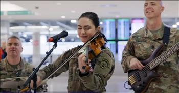 <p>The Six-String Solider's stunning &lsquo;Have You Ever Seen the Rain&rsquo; cover captivates their audience at the airport. In a true heartfelt tribute to America&rsquo;s veterans, the Six-String Soldiers of the U.S. Army Field Band played the beloved classic by Creedence Clearwater Revival during a PBS special &lsquo;Salute to Service.&rsquo; Not only will the song bring a smile to your face, but the video will bring tears to your eyes as veterans, young and old, arrive at the airport to be honored for their service. Some came with family members, and some family members were carrying photos of the fallen loved ones who never made it home. Yet, all were united in how they had served our country.&nbsp;</p>

<p>One veteran gave a thumbs-up as he stopped, watched, and listened to the music while many took out their phones to capture the moment on camera. The Six-String Soldiers are made of Sgt. 1st Class Brandon Boron, Master Sgt. Glenn Robertson, Sgt. 1st Class Joseph Bennett, and Sgt. 1st Class Renee Bennett. Together, they are known for their acoustic talent in playing violins, bass, and guitar. It was a beautiful way to honor the soldiers who fought and served our country. What a powerful way to say &lsquo;thank you.&rsquo;&nbsp;</p>

<p>Fans who watched the video couldn&rsquo;t agree more. One viewer wished them a happy Veteran&rsquo;s Day and <a href="https://www.youtube.com/watch?v=pIqNJOACA9E">added</a>, &ldquo;Bless you all, always, and for all of my brothers and sisters at arms, Happy Veterans Day. Welcome Home.&rdquo; Another viewer commented that we should all be grateful for their service and <a href="https://www.youtube.com/watch?v=pIqNJOACA9E">said</a>, &ldquo;Everyone should try to live a life worthy of their sacrifice. Every freedom we have, we owe to ALL veterans, past and present. Thank you.&rdquo; The rest of the comments were wishing the veterans a wonderful Veterans Day with gratitude.&nbsp;</p>

<p>What a wonderful way to honor those who served our country. I always try to thank a service member and give them a handshake. It&rsquo;s the least I can do for the sacrifice they made for our country. We hope you enjoyed this truly stunning video.&nbsp;</p>

<p><em><strong><a href="https://www.godtube.com/bible/2-timothy/2-3">2 Timothy 2:3-4</a></strong> &ldquo;You therefore must endure hardship as a good soldier of Jesus Christ. No one engaged in warfare entangles himself with the affairs of this life, that he may please him who enlisted him as a soldier.&rdquo;</em></p>
