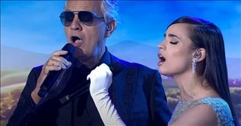 <p>One of the most well-known operatic voices of our time is Andrea Bocelli. He is a seasoned performer with a powerhouse voice. Whether touring on the road or performing on television, Andrea is always a pleasure to hear. In this video, watch Andrea Bocelli as he mesmerizes with &lsquo;Moon River&rsquo; performance on <em>The Today Show</em>.&nbsp;</p>

<p>Andrea has such a stunning voice as he begins to sing. He is next to a young artist named Sofia Carson, with a pianist behind him and a scene of Tuscany in the background. Bocelli has cared for his voice well over the years. He has such strength and clarity of tone. Sofia comes in and sings in a younger and more modern twist to the song. She has a pop-style voice and is a nice soprano. She is dressed in a lovely floor-length gown. They are both dressed in classy outfits for the roles that they are playing. The two of them are truly acting the parts of the song as they begin to dance during the instrumental. They are smiling and enjoying this moment. This must be a highlight moment in Sofia&rsquo;s career to sing a duet with such an established vocalist.&nbsp;</p>

<p>Their voices sound beautiful together. The harmonies and the ways that they finesse the phrases vocally are impressive. They each show great emotion. At the end of the song, Sofia lays her head on Andrea&rsquo;s shoulder in character, and the two share a hug as she says something to him in Italian, and they smile at one another.</p>

<p>Music brings out many emotions in us. God has created music for a reason. He knew that when He designed all of the notes that we would be able to sing beautiful melodies. As we appreciate these two vocalists, may it remind us to glorify the Creator of music.</p>

<p><em>&ldquo;My heart, O God, is steadfast, my heart is steadfast; I will sing and make music.&rdquo; <strong><a href="https://www.godtube.com/bible/Psalms/57-7">Psalm 57:7</a></strong></em></p>
