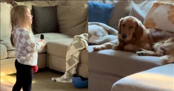 <p>During a sweet serenade, an adorable pup steals the show with a hilarious look. The animal&rsquo;s look, given during the middle of the musical performance, will, without a doubt, cause you to burst into laughter. You have to check out this video to see how the animal responded while listening to the little girl sing.</p>

<p>The Office is a beloved, classic, hysterically funny and surprisingly insightful television show. It&rsquo;s also very well-written, so much so that every time you watch it, you&rsquo;ll catch more jokes you previously missed because you were laughing too hard. How can you not enjoy The Office?</p>

<p>In addition to all of that, one of the biggest reasons The Office works is because the characters know that the situations they encounter are crazy and not normal. Jim and Pam, two of the program&rsquo;s main characters, are continually thrown into these odd, unpredictable situations, often because of their boss, Michael. Most of the time, given the sheer absurdity, all they can do is give a knowing, exasperated nod and wink to the camera. Sometimes, that&rsquo;s all you can do.</p>

<p><a href="https://www.tiktok.com/@emilylong41/video/7433578018389413162">In a short but hilarious video</a> posted on social media, a golden retriever turned to the camera and gave a look that would make Pam and Jim proud. In the video, a young woman wearing high heels and holding a microphone stands in the middle of a living room as she sings to the golden retriever firmly planted on the couch.</p>

<p>It's unclear what song exactly she is singing to the animal. However, the camera zooms in on the scene seconds into the video. Viewers are first given a better look at the aspiring young singer as she belts out the lyrics. Then, the camera slowly pans over to the cute and furry lone audience member. The dog stares at the camera with a look that every fan of The Office will immediately recognize. It&rsquo;s one that screams, &ldquo;What is going on?&rdquo;</p>

<p><em><strong><a href="https://www.godtube.com/bible/proverbs/17-22">Proverbs 17:22</a></strong> &ldquo;A glad heart makes a healthy body, but a crushed spirit makes the bones dry.&rdquo;</em></p>
