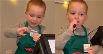 <p>This adorable child is the cutest grocery store cashier you&rsquo;ll ever see. The young man has an absolute ball, playing the role of a grocery store employee who dutifully helps customers with their groceries. This is one of the funniest and sweetest things you will likely see today.</p>

<p>A job is a necessity for most people, 99.9 percent of the population. Everyone has those pesky bills that must be paid regularly. Unless you receive a massive inheritance from a father, mother or another wealthy relative, a job is how people fulfill and meet their financial obligations and needs.</p>

<p>A job is where people spend a lot of their waking hours. At the very least, for a full-time position, that means 40 hours, but usually more in many cases. So, that means it&rsquo;s probably a good idea to find something you at least mildly enjoy. No one wants a job they absolutely dread, where the mere thought of going to work is enough to put them in a bad mood.</p>

<p><a href="https://www.tiktok.com/@masonwing1989/video/7421322770153229574">A short but sweet video</a> posted on social media shows a young man who may have already found his vocation. The young man in the clip appears to be having the time of his life as he stands behind a grocery store check-out counter and helps a customer with their items.</p>

<p>Not only is he enjoying himself, but he is also very good at the job. He is very personable. His interactions and comments clearly show that he has closely watched the cashiers at the supermarkets during trips with Mom and Dad.</p>

<p>The video begins with the little guy asking the customer behind the camera about his day. He then proceeds to ring up and bag the customer&rsquo;s items. But when it comes to paying for the materials, he runs into a bit of a problem. Unfortunately, the customer&rsquo;s coupon has expired, and the store manager has to be called in to discuss the issue.</p>

<p><em><strong><a href="https://www.godtube.com/bible/ephesians/6-4">Ephesians 6:4</a></strong> &ldquo;And, you fathers, do not make your children angry: but give them training in the teaching and fear of the Lord.&rdquo;</em></p>
