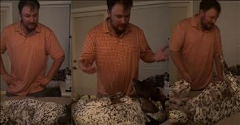 Man Hilariously Loses Bedtime Argument to Stubborn Dog Who Refuses to Move