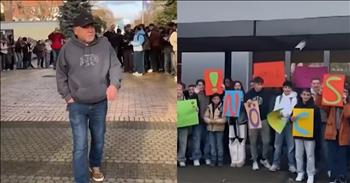 <p>A group of students and teachers came together to give a beloved school janitor a moving retirement send-off. The kind and loving act most certainly caught the retiring janitor off guard. The video shows him becoming emotional at their show of love. Check out the video to watch the sweet, heartwarming moment.</p>

<p>No one wants to work until their dying day. That&rsquo;s why many people have a lifelong goal of retirement. They plan and save, hoping that one day they will eventually be able to give up their 9-to-5 job and sit back, relax and enjoy their golden years. There are many more important things in life than a weekly or bi-weekly paycheck.</p>

<p>However, as much as people look forward to retirement, leaving their jobs once and for all may not be as easy as they thought. Of course, it&rsquo;s not the actual work that will be missed; it&rsquo;s their co-workers. Co-workers and bosses significantly impact jobs and how we perceive those workplaces.</p>

<p><a href="https://www.youtube.com/shorts/wRRgZTcb2KQ">A clip posted on YouTube</a> captures the moment a school janitor retires and leaves his job for the final time. As he does so, the beloved janitor is given the sweetest goodbye you could possibly imagine. Students and teachers line up for what appears to be miles to say goodbye and wish him a happy retirement.</p>

<p>As he walks down the middle of a path, students and teachers line up on the outer edge of the walkway. They applauded the janitor for his more than 30 years of faithful service to the school.</p>

<p>At different points throughout the video, he turns and acknowledges the applause with a wave or smile.&nbsp;</p>

<p>As the clip mentions, it&rsquo;s clear that the retiring janitor is attempting to prevent himself from breaking down in tears. Who wouldn&rsquo;t get emotional at such a lovely display? They showed him how much he meant to them and how much he&rsquo;ll be missed.</p>

<p><em><strong><a href="https://www.godtube.com/bible/jeremiah/29-11">Jeremiah 29:11</a></strong> &ldquo;For I know the thoughts that I think toward you, said the Lord, thoughts of peace, and not of evil, to give you an expected end.&rdquo;</em></p>
