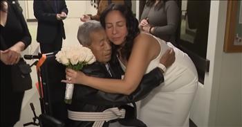 <p>A couple changed their wedding plans so the bride&rsquo;s sick father could walk her down the aisle. The bride and groom had to quickly adjust their wedding ceremony so that her father, who was in the hospital, could attend. Watch the video to see the tear-jerking moment and hear how quickly they had to change all their plans.</p>

<p>Weddings are wonderful and special occasions when two people stand before God, their family and friends and vow to remain together until death does them part. It&rsquo;s a lifelong commitment, as those in attendance watch the literal formation of a family. As can be expected when witnessing something so momentous and special, tears are often shed throughout the ceremony and the following reception.</p>

<p>As wonderful as weddings are, they typically require an incredible amount of planning. Putting together a wedding can take months up to an entire year and even longer in some cases. There is much to consider when planning and organizing such an important, life-changing event.</p>

<p>However, <a href="https://www.youtube.com/watch?v=KCU_E7rDO7g">a clip posted on YouTube</a> details how one couple, who was planning to get hitched in June 2025, changed everything, moving their nuptials up several months. That dramatic change was so the bride, Marciela Mercardo, could be walked down the aisle by her father, Salvador Rivera.</p>

<p>Salvador had been in a hospital for several weeks after experiencing a stroke. So, Marciela and her groom, Ralph Polk, tied the knot in the hospital, in the medical facility&#39;s chapel.</p>

<p>It&rsquo;s hard to believe there was a dry eye whenever Marciela was escorted down the aisle by Salvador.</p>

<p>&ldquo;I knew it was very important that he be here, that my family was here,&rdquo; she said.</p>

<p>Later in the clip, Marciela mentioned that she and her family have faith that her father will continue recuperating and improving to the point that he will leave the hospital and return to his day-to-day life.</p>

<p><em><strong><a href="https://www.godtube.com/bible/exodus/20-12">Exodus 20:12</a></strong> &ldquo;Honor your father and your mother: that your days may be long on the land which the Lord your God gives you.&rdquo;</em></p>

