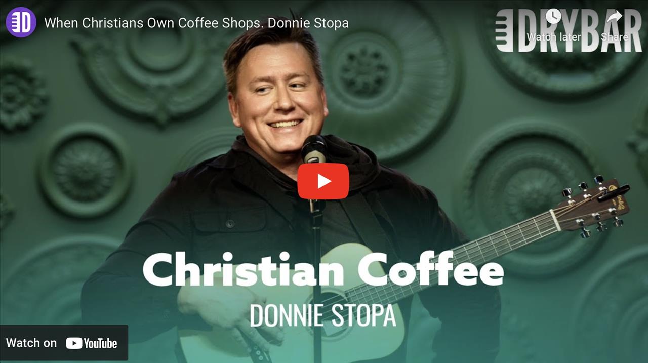 <p>If Christians owned coffee shops, according to Donnie Stopa the menus would be a little bit different. In this clip from his first ever Dry Bar Comedy special, Donnie Stopa talks about his experience at a Christian coffee shop and all the interesting drink choices they had. Whether you&#39;re someone who loves a good Starbucks, or you&#39;re more into your local coffee shop, this clip from Donnie Stopa&#39;s full Dry Bar Comedy special is sure to have you laughing from start to finish.</p>
