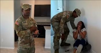 <p>There are few things as precious as a mother&rsquo;s love for her children, and this mother&rsquo;s emotional reaction to a surprise visit from her military son is a beautiful illustration of that love. Check out her utter joy at seeing her deployed son appear out of nowhere when she least expected it! Hoda Kotb shares the story during the Today segment, Hoda&rsquo;s Morning Boost.&nbsp;</p>

<p>Aretha, an Oklahoma mom, traveled to Texas to inspect a new home for her son, a Private First Class soldier in the United States Army serving in South Korea. Soon after starting her walk through of the home, Aretha got a big surprise!&nbsp;</p>

<p>Watch as Aretha comes down the hallway, phone in hand, taking pictures and videos, and enters the kitchen. After doing a little double-take, Aretha realizes who is coming through the door. It&rsquo;s her handsome son Marcion! Aretha cannot contain her excitement; she screams and drops to the floor.&nbsp;&nbsp;</p>

<p>It is the most heartwarming scene! Marcion bends down to embrace his pretty momma, and their smiles and hugs reveal an incredible bond. Of course, the older man in the video is not as demonstrative, but Aretha doesn&rsquo;t hold back. Her boy, whom she thought was overseas, is right there in front of her!&nbsp;&nbsp;</p>

<p>Mom loves on her son, but she doesn&rsquo;t have to miss him nearly as much going forward. Marcion had made arrangements to come home early to surprise his mother, but he would soon be living just one state away. They&rsquo;ll get to see each other much more often! &ldquo;<a href="https://en.wikipedia.org/wiki/Sooners">The Sooner State</a>&rdquo; mom may be making a lot of hurried trips west (and south) as those zealous and greedy settlers did ahead of the Land Rush of 1889, but she won&rsquo;t be doing anything wrong at all!&nbsp;</p>

<p>We sure are blessed to have young men and women willing to serve in our armed forces. It is a double blessing when their service is completed, and those servicemen return home safe and sound, welcomed back by loved ones like Aretha!&nbsp;</p>

<p><em>&ldquo;For I too was a son to my father, still tender, and cherished by my mother.&rdquo; <strong><a href="https://www.godtube.com/bible/proverbs/4-3">Proverbs 4:3&nbsp;</a></strong></em></p>
