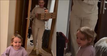 <p>One youngster&rsquo;s sweet and hilarious reaction to a pizza delivery will make you smile. The little girl&rsquo;s love of pizza is apparent, given how she responds to the food arriving at her house. Check out the video to see how much joy pizza brought one young lady.</p>

<p>Everyone has their favorite foods and preferred dishes. If asked, we could all immediately rattle off our top favorite foods. Now, because no two people are exactly, 100 percent alike, those lists will likely vary wildly from person to person. Some people will include more vegetables than others, while others might prefer a more meat-centric diet.</p>

<p>However, no matter what food people prefer, I&rsquo;d venture to say that one dish would consistently appear as a favorite. Of course, I am talking about pizza. It&rsquo;s such a versatile food that it can easily be changed and molded to meet everyone&rsquo;s tastes and preferences. Like vegetables? No problem. Want more meat on your pizza? You got it. Have a dairy allergy? We&rsquo;ve got you covered! What&rsquo;s not to love about pizza?</p>

<p><a href="https://www.instagram.com/reel/DDNWWi8I8RU">&nbsp;In a clip posted on social media</a>, a little girl loses her mind when she realizes that pizza has arrived and that it&rsquo;s only a matter of time before a piece of pizza reaches her mouth.</p>

<p>The short video begins with a woman approaching and opening a door. After opening the door, the woman receives three pizzas. Trailing right behind the woman is an excited little girl. She knows exactly what is going on at that moment. She excitedly screams and joyously claps as pizza enters her household.</p>

<p>Once the pizza is secured and safely in the house, the child turns back around and lets out a few more screams.</p>

<p>&ldquo;Pizza! Pizza!&rdquo; she yells.</p>

<p>It&rsquo;s almost as if she is alerting everyone else in the house about the most joyous event that is taking place.</p>

<p><em><strong><a href="https://www.godtube.com/bible/romans/15-13">Romans 15:13</a></strong> &ldquo;Now may the God of hope make you full of joy and peace through faith, so that all hope may be yours in the power of the Holy Spirit.&rdquo;</em></p>
