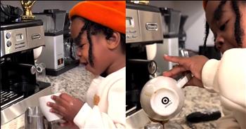 <p>An adorable 2-year-old gives the cutest coffee-making tutorial. The little guy shows off his knowledge and skills in the kitchen as he makes a very popular and delicious drink. Watch the short and precious video to see and hear the young man put his talents and know-how to work.</p>

<p>Where would Americans be if they did not get their daily caffeine fix in the morning? I shudder to think what would happen if there were not a Starbucks on every other block serving up their overpriced, sugar and caffeine-infused drinks. It would make the morning commute much less enjoyable. Also, the workplace would not be as welcoming because people would be at each other&rsquo;s throats without their coffee.</p>

<p><a href="https://www.youtube.com/shorts/dqgH1zypUSc">In a clip posted on YouTube</a>, a 2-year-old, at his young age, already knows the importance of a caffeine fix. He likely has learned that coffee fuels workplaces across America. That is sure to be knowledge that will serve him well throughout his life.</p>

<p>The cute little guy greets viewers in the video by saying, &ldquo;Good morning. Let&rsquo;s make coffee. Double shot espresso.&rdquo; He then wastes no time and gets right into it, showing off his impressive barista skills.</p>

<p>He starts by placing a cup underneath a coffee machine as it dispenses the brown liquid into the cup below. But as any regular coffee drinker knows, that is far from the last step. He then brings out a carton of oat milk, hazelnut syrup, caramel and a sprinkling of salt. Then, it&rsquo;s time to complete the drink by adding the coffee to his concoction and pouring all of that into a cup of ice.</p>

<p>But if the video wasn&rsquo;t already cute enough, viewers then learn who will consume his intricately made drink. He did not make that drink for himself.</p>

<p>&ldquo;Here ya go, Mommy!&rdquo; he says.</p>

<p><em><strong><a href="https://www.godtube.com/bible/proverbs/22-6">Proverbs 22:6</a></strong> &ldquo;If a child is trained up in the right way, even when he is old he will not be turned away from it.&rdquo;</em></p>
