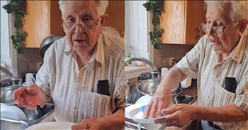 Elderly Couple Can’t Agree on the Right Way to Wash the Dishes