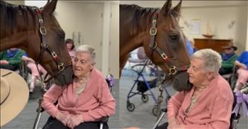 <p>A horse showed compassion and kindness at a nursing home. A large barnyard animal demonstrated a fair amount of love and empathy for a resident at a long-term living facility. Watch the short clip to see the sweet, tear-jerking moment.</p>

<p>Animals are, without a doubt, some of the best creatures you&rsquo;ll ever encounter on Earth. They are loyal, gentle, dependable to a fault and love unconditionally. A lot of the people you&rsquo;ll run into aren&rsquo;t able to do most of those things.</p>

<p>Because of their kind and loving nature, animals often make great companions, especially for lonely people who need a friend. Many hospitals and nursing homes use animals to bring smiles to their patients&rsquo; faces. Typically, the animal used to bring about and spread happiness is a dog or a cat, which makes perfect sense given how much those specific animals are around humans.</p>

<p>However, <a href="https://www.tiktok.com/@ss_equine/video/7475300639946427656">a clip posted on social media</a> shows one nursing facility in Australia used a very different and much bigger animal to bring happiness to residents. The precious video shows Teddy, the horse, gently resting its face on an elderly woman&rsquo;s shoulder.</p>

<p>It&rsquo;s clear that if the woman wanted Teddy to stay there for five minutes or five hours, the animal would have been content to do just that. The sweet horse seemed to understand exactly what the woman needed. The kindness, love, compassion and empathy the horse demonstrated in that moment for the elderly woman is touching and moving.</p>

<p>The clip&rsquo;s description adds that the interaction captured in the 32-second video &ldquo;brought us to tears.&rdquo; I&rsquo;m sure that will do the same to nearly everyone else who views the tender, loving moment between the woman and the horse. How could you not tear up?</p>

<p><em><strong><a href="https://www.godtube.com/bible/genesis/1-21">Genesis 1:21</a></strong> &ldquo;And God created great whales, and every living creature that moves, which the waters brought forth abundantly, after their kind, and every winged fowl after his kind: and God saw that it was good.&rdquo;</em></p>
