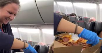 <p>A kind passenger treated an entire flight to pizza during an unfortunate delay. It was a pizza party for everyone aboard a delayed flight. Watch the short but powerful video of the pizza being handed out to the passengers on the plane.</p>

<p>Traveling can and often is stressful. Everyone has strict, tight schedules full of things they must complete in a timely manner. Any delay in getting from Point A to Point B will only add more stress to the situation. It doesn&rsquo;t matter if it&rsquo;s travel for business or pleasure; being held up for any reason is never enjoyable.</p>

<p>Traveling by plane, especially if you must go a great distance in a short amount of time, is often the most efficient way to travel. But while it&rsquo;s arguably the quickest method of getting from one place to another, delays do happen for one reason or another. They are never fun, but what can you do about a delayed flight? Absolutely nothing.</p>

<p><a href="https://www.youtube.com/watch?v=QiGolpkN1DY">In a clip posted on YouTube</a>, one passenger on a delayed flight tried to make the best of a bad situation. The passenger splurged on pizza, buying it for everyone on the plane&mdash;what a generous, loving and unexpected move.</p>

<p>The text in the video states that the plane had been delayed for more than four hours. The reason for the delays was unclear, but it likely did not matter to the passengers by that point. They were likely beyond frustrated. However, someone stepped in and tried to do what they could to improve the situation for everyone involved.</p>

<p>The video shows flight attendants handing out the pizza to the seated passengers. What is noticeable is everyone shown in the video has a big smile. Even though they were delayed for several hours, they still appeared to be in good spirits. Pizza is powerful and can do wonders, even putting people aboard a delayed flight in a good mood.</p>

<p><em><strong><a href="https://www.godtube.com/bible/ephesians/4-32">Ephesians 4:32</a></strong> &ldquo;And be kind to one another, full of pity, having forgiveness for one another, even as God in Christ had forgiveness for you.&rdquo;</em></p>
