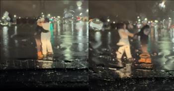 <p>One husband surprised his wife with an impromptu dance under the stormy skies. The young man did something that she did not see coming. He asked her to dance in the rain with him. Watch the short but sweet and heartwarming clip to see the couple dance the night away in the rain.</p>

<p>To be a good dancer, one must invest a lot of time in practicing and have a fair amount of skill, athletic ability and coordination. Dance is not something that can be picked up in an afternoon. You will not be an expert after one dance class. It&rsquo;s an art form that requires years and years to master and perfect.</p>

<p>However, anyone can get up and move to the music. It may not look good, but anyone can do it. Sometimes, it&#39;s not about knowing what you&rsquo;re doing but who you&rsquo;re doing it with that really matters and counts. That&rsquo;s precisely what <a href="https://www.tiktok.com/@rubin_daybyday/video/7470713627604012334">one sweet and touching clip posted on social media shows</a>.</p>

<p>The minute-long clip begins with a woman and her husband sitting in the car on a dark, rainy evening. Text also appears in the middle of the screen, which says, &ldquo;If it&rsquo;s important to her, make it important to you.&rdquo;</p>

<p>The young man in the driver&rsquo;s seat then proceeds to surprise his wife with a sweet request. He says, &ldquo;Hey babe,&rdquo; exits the car, opens her door and then the two share a short but sweet dance in the rain.</p>

<p>The clip ends with the couple getting back in the vehicle. She opens the door and can be heard laughing and saying, &ldquo;My hair is soaked. Oh my God!&rdquo;</p>

<p>That may have been a short dance in less-than-perfect weather conditions, but that is bound to be a moment the couple remembers for the rest of their lives. What a cute video!</p>

<p><em><strong><a href="https://www.godtube.com/bible/genesis/2-24">Genesis 2:24</a></strong> &ldquo;Therefore shall a man leave his father and his mother and shall join to his wife: and they shall be one flesh.&rdquo;</em></p>
