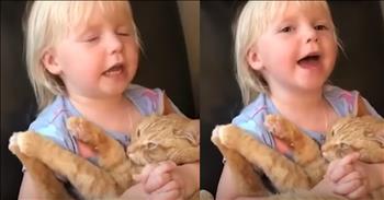 <p>A little one holds a furry friend close during the sweetest nighttime prayer. The young girl made sure not to let her cute, four-legged pal go when she talked to the Lord right before going to bed. Watch the short but sweet clip to see the adorable moment and hear the child&rsquo;s prayer.</p>

<p>Reading the Bible daily and getting into God&rsquo;s Word is crucial. However, arguably, prayer is more important. It&rsquo;s essential to every Christian&rsquo;s daily walk with the Lord. How else do you build and strengthen a relationship without constant and consistent communication? When people cease talking to one another, the relationship breaks down, and troubles can and do occur.</p>

<p>That&rsquo;s why it&rsquo;s always a good practice to begin and end each day in prayer. It allows us to thank, praise and ask the God of the universe about pressing matters and other things weighing on our hearts and minds. Praying before going to bed is a practice that many people do, including tiny children.</p>

<p><a href="https://www.youtube.com/shorts/2YeHCvoGsRk">A clip posted on YouTube</a> captures a youngster right before going off to bed. However, before turning in for the night, she engages in prayer, but she is not alone. In her arms, the little girl cradles an orange-and-cream-colored cat. The cat, who seemingly understands that the little girl is talking to the Lord, does not want to interrupt. Even though the cat looks incredibly uncomfortable, it does not move a muscle in the clip.</p>

<p>The child's prayer is somewhat difficult to understand. However, it sounds like she mentions &ldquo;daddy,&rdquo; &ldquo;mommy&rdquo; and &ldquo;Hannah&rdquo; before ending her prayer with an emphatic &ldquo;amen!&rdquo; Whether we understand the prayer or not is not important, but we know He heard and understood what she had to say, and that&rsquo;s what matters.</p>

<p>What an absolutely precious and adorable sight!</p>

<p><em><strong><a href="https://www.godtube.com/bible/philippians/4-6">Philippians 4:6</a></strong> &ldquo;In nothing be anxious; but in everything by prayer and supplication with thanksgiving let your requests be made known unto God.&rdquo;</em></p>
