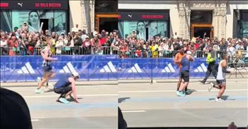 <p>A Boston Marathon runner paused to help another person in a touching act of kindness. The runner demonstrated sportsmanship and class when they stopped to help a struggling fellow runner. Watch the short but powerful clip to see the touching moment when someone displayed kindness and concern for another.</p>

<p>The world is a sad, lonely and cruel place. It often feels like everyone is solely out for themselves and is without any care or concern for the well-being of others. The best way to describe the current state of society is dog-eat-dog. That cold, cruel and uncaring mentality can be spotted everywhere we look, from the news, social media and the government.</p>

<p>Well, not everyone is just concerned about themselves and what they can acquire. A <a href="https://www.tiktok.com/@sorry.man/video/7495957401334467870">clip posted on social media</a> shows that some individuals still care for and about others. The act captured in the video will likely restore your faith in humanity and may even bring a tear to your eye.</p>

<p>In the video&#39;s opening moments, a runner falls to the ground. His legs have stopped working, and he&rsquo;s unable to get back up. After he initially falls to the ground, several other runners pass the man on the ground without giving the struggling runner a second look. But seconds later, another man comes up behind the runner on the ground. He offers him a loving and helping hand.</p>

<p>He tries several times to help the man to his feet, but he&rsquo;s wobbly and unsteady and appears ready to stumble and fall back to the ground at any moment. But instead of giving up on him, the kind and loving runner stays with him and eventually helps him to his feet.</p>

<p>The two men continue the race together, much to the delight of the spectators.</p>

<p>The video was taken at the Boston Marathon, likely near the finish line. The text near the bottom of the screen reads, &ldquo;Humanity, even after 26.2 miles.&rdquo;&nbsp;</p>

<p>What a powerful example of bearing each other&rsquo;s burdens and offering assistance to someone struggling.&nbsp;</p>

<p><em><strong><a href="https://www.godtube.com/bible/galatians/6-2">Galatians 6:2</a></strong> &ldquo;Take on yourselves one another&rsquo;s troubles, and so keep the law of Christ.&rdquo;</em></p>
