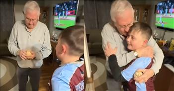 <p>A grandfather was taken aback by his grandson&rsquo;s sweet and unexpected gesture. The elderly man was so moved and touched by the child&rsquo;s move that he was unable to speak. Watch the short but heartwarming clip to see what the child did and how the grandfather reacted.</p>

<p>We&rsquo;ve likely all been blessed with special people in our lives. These extraordinary individuals are people who can be counted on in any and every situation. They will be with us through everything that life may throw at us &ndash; bad or good. They often serve as a shoulder to cry on and offer uplifting words of wisdom and encouragement when needed.</p>

<p>Where would we be without these people? Whether they come in the form of a parent, a spouse, a neighbor or a grandparent, they are truly a blessing in our lives. Sometimes, we want to repay these exceptional individuals for what they do for us and show them how much they mean to us. &nbsp;A clip posted on YouTube captured one of these special moments.</p>

<p><a href="https://www.youtube.com/shorts/mc990HKl2EM">The short clip begins</a> with a young man wearing a baseball uniform approaching an elderly man. We soon learn that the young baseball player is talking to and walking toward his grandfather. He also keeps his arms behind his back, holding what appears to be a baseball in his right hand.</p>

<p>The youngster then starts explaining what had just happened at his baseball game. He threw quite a game, telling his grandfather that he actually struck out 12 opposing players. For his outstanding performance, the young man was awarded the game ball.</p>

<p>However, the little guy had other plans for the ball.</p>

<p>&ldquo;I got the game ball, and I wanted to give it to you,&rdquo; the child says as he hands the ball to his grandfather.</p>

<p>Following his grandson&rsquo;s sweet and loving gesture, the grandfather is left unable to speak. All he can do is hug him, but sometimes, that&rsquo;s all you need.</p>

<p><em><strong><a href="https://www.godtube.com/bible/ephesians/4-32">Ephesians 4:32</a></strong> &ldquo;And be kind to one another, full of pity, having forgiveness for one another, even as God in Christ had forgiveness for you.&rdquo;</em></p>
