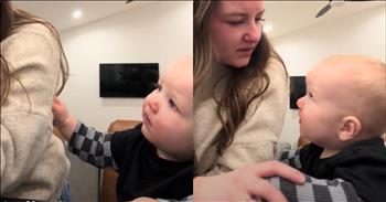 <p>A toddler&rsquo;s sweet response to his mom&rsquo;s tears is pure love. The young man could not stand seeing his mother in tears and reacted in the most adorable way possible. Watch the short but precious clip to see what the young man did that will bring tears to your eyes.</p>

<p>A mother&rsquo;s love for her child is arguably the strongest, purest form we&rsquo;ll ever see on Earth. There isn&rsquo;t anything that most mothers and fathers, for that matter, would not do for their children. Many parents, if it were possible, would do whatever they could to keep their children from experiencing any pain. Is there anything worse as a parent than seeing your child suffering or in pain and knowing that there isn&rsquo;t anything you can do to alleviate it?</p>

<p>An adorable <a href="https://www.tiktok.com/@taysue/video/7478509442640907566">clip posted on social media</a> shows that children likely feel a similar way about their parents. They don&rsquo;t want to see their mother or father in pain, either. They want to do what they can to make their parents feel better and ease their suffering and pain.</p>

<p>In the video, the mother is in tears. The text in the center of the screen mentions that she is &ldquo;having a hard night.&rdquo; Sitting right next to the woman is her 14-month-old son. Seconds into the clip, he notices that his mom is in tears and is immediately concerned. He doesn&rsquo;t take his eyes off her.</p>

<p>The child, trying to comfort her, leans into his mother and gives her the sweetest, most adorable hug. He may not understand what she is going through or even be able to articulate what he&rsquo;s feeling at that moment, but he knows she is upset. He does what he can to try and make her feel better.</p>

<p>What an incredible moment that shows a child's love for their mother.</p>

<p><em><strong><a href="https://www.godtube.com/bible/proverbs/22-6">Proverbs 22:6</a></strong> &nbsp;&ldquo;If a child is trained up in the right way, even when he is old he will not be turned away from it.&rdquo;</em></p>

