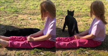 <p>A little girl and a cat teamed up for the most adorable duet possible. The pair gives a sweet and heartwarming rendition of a beloved children&rsquo;s tune. Watch the short but incredibly cute clip to hear and see the child and cat perform a duet.</p>

<p>One of the best things about music is that it brings people together. As a result, we&rsquo;ve gotten some truly iconic and unforgettable duets throughout history. Husband and wife Johnny Cash and June Carter Cash sang several songs together, as did Kenny Rogers and Dolly Parton. Paul McCartney and Michael Jackson joined up for &ldquo;Say Say Say.&rdquo; There&rsquo;s Diana Ross and Lionel Richie, who sang the classic &ldquo;Endless Love.&rdquo; Also, who could forget &ldquo;I Got You Babe&rdquo; from Sonny and Cher?</p>

<p>It appears that we may have gotten another memorable duet. While this one may never reach the fame or popularity of those others, it&rsquo;s likely much cuter. The clip posted on social media involves the participation of an animal. And who doesn&rsquo;t immediately love anything involving the singing of a cute, furry, four-legged creature?</p>

<p><a href="https://www.tiktok.com/@cloudyscatcottage/video/7488123392952945963">The 15-second clip</a> begins with a little girl sitting in a field enthusiastically singing &ldquo;If You&rsquo;re Happy and You Know It.&rdquo; At first glance, it might appear that she is all by herself. But that is not the case at all. There is a large, obviously worn-out, black mass lying right next to her right leg. The cat keeps the youngster company as she cheerfully sings the tune we all know and love.</p>

<p>But staying by her side is not all the animal does in this video.&nbsp;</p>

<p>Surprisingly, the cat also lends its musical talents to the performance, making this one of the cutest duets you&rsquo;ve ever witnessed. When the child sings, &ldquo;If you&rsquo;re happy and you know it, say meow,&rdquo; the cat meows right on cue. She does this a couple more times, and in every instance, the cat responds with a perfectly-timed meow.</p>

<p>What a cute clip!</p>

<p><em><strong><a href="https://www.godtube.com/bible/genesis/1-21">Genesis 1:21</a></strong> &ldquo;And God created great whales, and every living creature that moves, which the waters brought forth abundantly, after their kind, and every winged fowl after his kind: and God saw that it was good.&rdquo;</em></p>

