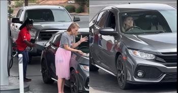 <p>What happened at this gas pump will restore your faith in humanity. The young woman could not believe the love and kindness someone had shown her and immediately turned to God to thank Him. Watch the short but moving clip to see the tear-jerking act of kindness and love.</p>

<p>The world is often a cold, cruel and lonely place. Most people possess a dog-eat-dog mentality and only care about themselves and no one else. We see this kind of thinking on display everywhere we look&mdash;from government leaders, in the workplace, on the news and on social media. For many people, it&rsquo;s almost like other people and their needs are a hindrance and an obstacle to them.&nbsp;</p>

<p>However, when we stop thinking about only ourselves and our well-being, and consider someone else, we can make a world of difference in their lives. <a href="https://www.youtube.com/shorts/pIpJTQXewg8">A clip posted on YouTube</a> shows an unexpected, heartwarming act of kindness and how it greatly impacted them and their situation.</p>

<p>In the video, a young woman stands at the front of her car, which is sitting next to a gas pump. She frantically counts her dollars and change, looking extremely worried, wondering how she will pay for the gas she desperately needs. As she does this, a second woman slowly and quietly comes up behind her and places the gas pump she was using into her car. Once she puts the pump in the young woman&rsquo;s car, she turns away and leaves the scene. She did not stay around to be thanked or recognized for her good deed.</p>

<p>Once the young woman turns around and sees what has happened, she cannot believe it and looks around for the person who might have done it.&nbsp;</p>

<p>But that is not all.</p>

<p>After her gas tank is full and she returns the handle to the correct pump, she breaks down in tears and immediately thanks the Lord for providing for her.</p>

<p>What a sweet and powerful moment that will likely bring a tear or two to your eyes.</p>

<p><em><strong><a href="https://www.godtube.com/bible/philippians/2-4">Philippians 2:4</a></strong> &ldquo;Look not every man on his own things, but every man also on the things of others.&rdquo;</em></p>
