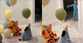 <p>This little boy&rsquo;s priceless reaction to his special guests will melt your heart. The youngster could not believe who showed up to help him celebrate his birthday. Watch the short but heartwarming clip to see who made a special appearance on his birthday and how the young man reacted.</p>

<p>Is there anything better than seeing a smile on a child&rsquo;s face? That&rsquo;s all any parent ever wants to see. They simply want to see their little one happy and will do whatever they can, within their power, to make that happen.</p>

<p>For one mother, making her youngster happy meant inviting some of the gang from the Hundred Acre Wood to her son&rsquo;s birthday party. The little guy was turning 2 years old, so the mother pulled out all the stops and obviously called in a few favors to get those special guests to make an appearance.</p>

<p><a href="https://www.tiktok.com/@spenditlikestanford/video/7500552002997472542">In the short video posted on social media</a>, the birthday boy opens the door and is immediately and unexpectedly greeted by a trio of real characters. Pooh, Tigger and Eeyore were right there to greet him as he woke up.</p>

<p>But that wasn&rsquo;t the only thing.&nbsp;</p>

<p>Pooh, Tigger and Eeyore were all dressed for the special occasion. They had all been fitted with birthday party hats. They had all also brought balloons with them. However, it&rsquo;s unclear if they each brought a gift or if all three decided to go in together on a present for the youngster.</p>

<p>When the birthday boy opened the door and saw who had shown up for his second birthday, he was completely blown away. He could not even speak. All he could do was smile and point at his guests.</p>

<p>That youngster&rsquo;s reaction and big smile are what every parent hopes for their children. They just want them to be happy.</p>

<p><em><strong><a href="https://www.godtube.com/bible/ephesians/6-4">Ephesians 6:4</a></strong> &ldquo;And, you fathers, do not make your children angry: but give them training in the teaching and fear of the Lord.&rdquo;</em></p>
