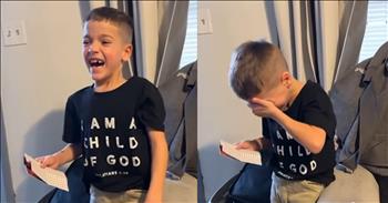 <p>A child&rsquo;s emotional response to his surprise party is the sweetest thing you&rsquo;ll see today. The youngster was utterly moved by the love and kindness shown to him. Watch the short but heartwarming clip to see how the child responded to his birthday surprise.</p>

<p>We have all been significantly blessed in life. Sure, we may not have everything we want, and some things might not be going our way. However, if we were to stop and consider everything in our lives and all we have, we&rsquo;d conclude pretty quickly that we are, in fact, blessed.</p>

<p>So, understanding that we are blessed, it&rsquo;s always good to express gratitude for those blessings. Yes, the Bible mentions that we should take our worries, cares, burdens and requests to the Lord in prayer. But remembering to thank Him for all we have should be something we do regularly. It&rsquo;s good to know and understand the source of those blessings, and being appreciative is always a good thing.</p>

<p>In a <a href="https://www.youtube.com/shorts/4DAgeSkOqYE">clip posted on YouTube</a>, one young man is beyond grateful for what he has been given: a surprise birthday party. The little guy breaks down in tears when he realizes what is happening. Even through his tears, he expresses a message of gratitude.</p>

<p>The video begins with the child being carried into the house with his eyes covered. When the big moment arrives and the surprise waiting for him is revealed, the look on his face says it all. His mouth is left hanging open at what he saw.</p>

<p>&ldquo;That is the best birthday ever,&rdquo; the child said through tears.</p>

<p>The child&rsquo;s reaction is even more heartwarming because the video mentions that the meager party was all the family could afford at the time, and the child was still beyond grateful for what they did for him.</p>

<p><em><strong><a href="https://www.godtube.com/bible/colossians/3-17">Colossians 3:17</a></strong> &ldquo;And whatever you do in word or deed, do all in the name of the Lord Jesus, giving thanks to God and the Father by him.&rdquo;</em></p>
