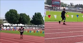 <p>A young man ran off the track mid-race for the most heartwarming reason. His move was certainly unexpected, but why he did it will have you reaching for the tissues to wipe your eyes. Watch the short but precious clip to see why the young athlete temporarily exited the track during a race.</p>

<p>Many people enjoy watching sports. Every year, the Super Bowl is the most-watched thing on television. Sports fans love seeing athletes at the top of their game compete against one another. And, for the most part, it doesn&rsquo;t matter what sport. If people compete against one another for some title or trophy, individuals will likely tune in to see who comes out on top.</p>

<p>Spectators love seeing athletes doing their best, doing all they can to win the game, match or heat. However, no fan wants to see athletes give up before the clock says zero. But a <a href="https://www.youtube.com/shorts/VpLz6SdsY8M">clip posted on YouTube</a> shows a runner not giving up but taking a detour during a race, and he did so for the most precious, heartwarming reason imaginable.</p>

<p>The video starts with the beginning of a race at the Special Olympics. The athletes make their way along the track as a crowd of people stands just off the track, using their phones to capture every moment of the race. However, seconds into the race, something unexpected happens.</p>

<p>As the runners pass by, one young man is seen crossing the track, approaching the cameras. Several people yell and tell him to remain on the track, but he doesn&rsquo;t listen. Instead, he runs over to his mother and kisses her. After showing his mother how much he loves and appreciates her, he returns to the track and continues with his race.</p>

<p>What an adorable scene! When it comes to sports, it&rsquo;s easy to get caught up in the heat of the competition, but this young man knew what mattered most to him: his mother.</p>

<p><em><strong><a href="https://www.godtube.com/bible/1-corinthians/9-24">1 Corinthians 9:24</a></strong> &ldquo;Do you not see that in a running competition all take part, but only one gets the reward? So let your minds be fixed on the reward.&rdquo;</em></p>
