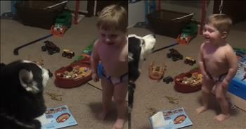 <p>A toddler could not stop laughing while howling with his furry best friend. The little guy had the time of his life, as he could not keep from laughing while hanging out and making noise with a pup. Watch the short but sweet and heartwarming video to see the two best friends have a fantastic time making noise together.</p>

<p>No role will change your life as much as being a mother or a father. &nbsp;Life will never be the same once those little ones enter your world. Concepts like privacy, silence and spare time will quickly become vague and foreign to you, things of the past that you might desperately long for but will remain elusive and out of reach forever.</p>

<p>While your life will significantly change after that child comes into your life, it will be for the better. Children add much happiness and joy to every household, with the ability to make any situation fun. A <a href="https://www.youtube.com/shorts/T2eahPfP49s">clip posted on social media</a> proves that children can have the time of their lives even when imitating animal noises.</p>

<p>In the clip, a 2-year-old boy and his husky are having a good time howling. With toys scattered about on the floor behind him, the little guy cannot stop laughing as he and the husky go back and forth, giving their best howls.</p>

<p>What an absolutely adorable scene!</p>

<p>Every time the child starts howling, it is then quickly followed by the pup, which causes the 2-year-old to laugh hysterically. While this back-and-forth process goes on for some time, it never gets old and tired. The child bursts out laughing every time as if it&rsquo;s the first time it&rsquo;s happened.</p>

<p>The child laughs so hard that he literally tumbles to the ground, but not even his fall is enough to distract him from the good time he&rsquo;s having with his pup.</p>

<p><em><strong><a href="https://www.godtube.com/bible/genesis/1-21">Genesis 1:21</a></strong> &ldquo;And God created great whales, and every living creature that moves, which the waters brought forth abundantly, after their kind, and every winged fowl after his kind: and God saw that it was good.&rdquo;</em></p>
