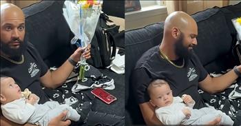 <p>A young girl&rsquo;s thoughtful gift brings her father to tears. The child gave her father what some might initially think is an odd present for a man, but her reason for doing so will bring you to tears. Watch the short but heartwarming clip to see what the child gave her dad and to hear her explanation for the gift.</p>

<p>Everyone loves receiving gifts. Yes, the Bible says giving is better than receiving, but we can all admit that we still enjoy getting presents. However, often, it&rsquo;s not even the gift we like; it&rsquo;s what the present represents that is so meaningful. It shows that someone loves, appreciates and thinks enough of us to purchase an item for us.</p>

<p>That old saying, it&rsquo;s the thought that counts, is very accurate. Most likely, we&rsquo;ll forget rather quickly what someone bought us for our birthday, for Christmas or some other occasion, but we&rsquo;ll remember the fact that they did and their reason for doing so. A <a href="https://www.youtube.com/shorts/NyqldMG6wYA">clip posted on YouTube</a> shows how much the reason behind a gift meant to one father.</p>

<p>In the video, a little girl is seen running up a driveway and a flight of steps, making her way into her house. Viewers will notice that she holds a balloon and a bouquet of flowers in her right hand. Of course, most are almost assuredly thinking that they are gifts for her mother or grandmother, but that would be an incredibly incorrect assumption. The child has bought them for her father.</p>

<p>Once in the house, the girl approaches her father, who sits on the couch holding a baby. She gives them to him, and the look on his face makes it clear that he is baffled by her gift. But then she hits him with the reason for her present.</p>

<p>&ldquo;I gave that to you because men only get flowers when they pass away once in their life,&rdquo; she says.</p>

<p>Those words are too much for Dad, who immediately begins crying after being surprised and moved by his daughter&rsquo;s gift.</p>

<p><em><strong><a href="https://www.godtube.com/bible/ephesians/6-4">Ephesians 6:4</a></strong> &ldquo;And, you fathers, do not make your children angry: but give them training in the teaching and fear of the Lord.&rdquo;</em></p>
