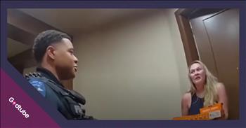 <p>Police officers stepped in to finish a delivery after the driver was arrested. The kind, caring and considerate officers ensured a customer received her order after the driver was taken into custody mid-delivery. Watch the short but sweet clip to see the officers finish the delivery and the utter surprise on the woman&rsquo;s face when she opens the door.</p>

<p>In today&rsquo;s world, technology impacts and touches every aspect of our lives. It&rsquo;s nearly impossible to do something which does not function better with or require a computer or an internet connection. Someone who struggles with adapting to or picking up the latest technological advances quickly will probably find it difficult to do much of anything today. The computer, the smartphone and the internet are here to stay, that&rsquo;s for sure.</p>

<p>Our smartphones, essentially an extension of everyone&rsquo;s hands at this point, allow us to do nearly everything instantly and effortlessly. With a few simple clicks and swipes, we can arrange a ride, post to Facebook or Instagram and even order food. <a href="https://www.youtube.com/watch?v=h6wIRS_3JME">A clip posted on YouTube</a> shows that one woman&rsquo;s food order was delivered by someone very unexpected: a member of law enforcement.</p>

<p>The officer arrives at the woman&rsquo;s door with her pizza order in the clip. The look on her face says everything. She is astonished and completely taken aback by the officer&rsquo;s appearance at her door.</p>

<p>The officer delivered her GrubHub order because the original delivery driver had been arrested following a traffic stop. The officer could have simply refused to do anything with the order, but that was not what he did at all. Instead, the officers showed kindness and consideration, knowing that someone was waiting for food that they had already purchased.</p>

<p>The officer went above and beyond the call of duty.</p>

<p><em><strong><a href="https://www.godtube.com/bible/ephesians/4-32">Ephesians 4:32</a></strong> &ldquo;And be kind to one another, full of pity, having forgiveness for one another, even as God in Christ had forgiveness for you.&rdquo;</em></p>
