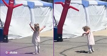 <p>An adorable toddler busted out the dance moves and stole hearts in the process. The youngster showed off her surprisingly nimble and fancy footwork. Watch the short but oh so precious clip to see the child&rsquo;s cute dance steps.</p>

<p>When it comes to dance, there are a seemingly endless number of them. For instance, there&rsquo;s breakdancing, the polka, the waltz, the flamenco, interpretive and the jitterbug, and that short list only scratches the surface. Given the insane number of different types of dances, it&rsquo;s clear that dance is an activity everyone of any age can do. But should everyone dance? That is the real question, and the obvious answer, of course, is no.</p>

<p>Just because you might find yourself on a dancefloor does not mean you should attempt to display your moves or lack thereof. Someone who does not know what they are doing when it comes to dance is a painful sight for everyone involved. Just leave it to the professionals. Stop and back away slowly from the dance floor!</p>

<p><a href="https://www.youtube.com/shorts/KHeXpsr8cNE">A clip posted on YouTube</a> shows a 2-year-old having the time of her life as she showed off her impressive dance steps. Not only does she clearly have some fancy footwork, but she even managed to find a dance partner, even if it was a most unusual one.</p>

<p>In the video, while at a county fair in California, the child had a bit of fun with a red, inflatable, blow-up thing, an item which is typically found at large car dealerships. The child hilariously mimicked the inflatable&rsquo;s movements as it swayed back and forth, and bent over, nearly touching the ground. Somehow she managed to keep up, impressing everyone with her cute dance routine.</p>

<p>She was having the time of her life as she and her inflatable dance partner swayed back and forth, showing their moves for all to see. What an absolutely adorable scene!</p>

<p><em><strong><a href="https://www.godtube.com/bible/psalms/149-3">Psalm 149:3</a></strong> &ldquo;Let them give praise to his name in the dance: let them make melody to him with instruments of brass and corded instruments of music.&rdquo;</em></p>

