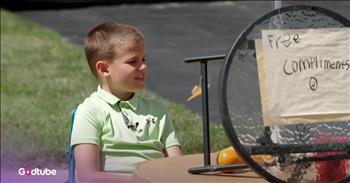 <p>This young man&rsquo;s &ldquo;compliment stand&rdquo; is the cutest thing you&rsquo;ll see today. The little guy was motivated by and decided to set up the unique establishment after coming across a similar idea in a children&rsquo;s book. Watch the short but heartwarming clip to hear more about the child&rsquo;s adorable idea.</p>

<p>The world is often a cold, lonely and bitterly cruel place. After just one quick look at popular social media platforms like Instagram, Facebook and X (formerly Twitter), you&rsquo;ll be convinced that we have more than our fair share of hate and vindictiveness. It&rsquo;s plentiful, with seemingly everyone sharing and posting cutting and hurtful comments.</p>

<p>What would happen if, instead of endless comments and posts where people needlessly lashed out at one another, there was somewhere, some place to pay someone a compliment? What would that look like and how would that function? <a href="https://www.youtube.com/watch?v=6rU0GZwRtVc">A clip posted on YouTube</a> tells the story of a young man who came up with that very idea.</p>

<p>In the video, 9-year-old Ethan Wargo created a stand where individuals can walk up and receive a compliment. It&rsquo;s for anyone and everyone, and the little guy is not looking to cash in on his wonderfully sweet and heartwarming venture. He doesn&rsquo;t even charge for his service.<br />
The video mentions that things at the youngster&rsquo;s compliment stand were initially slow.&nbsp;</p>

<p>However, his father posted about it on social media, and things started to take off. People began rushing to hear a compliment from the kind young man, with some individuals traveling more than an hour to listen to something nice from Ethan.</p>

<p>So, if you&rsquo;re ever in the neighborhood and in the need of a compliment, Ethan will be more than happy to supply you with one. However, hilariously, he does mention that, at times, he has found it hard to compliment people.</p>

<p><em><strong><a href="https://www.godtube.com/bible/proverbs/22-6">Proverbs 22:6</a></strong> &ldquo;If a child is trained up in the right way, even when he is old, he will not be turned away from it.&rdquo;</em></p>
