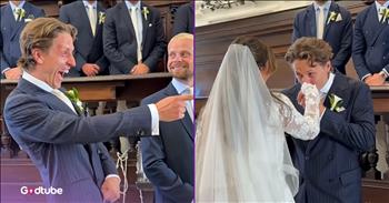 <p>A groom&rsquo;s reaction to his bride walking down the aisle will melt your heart. The young man had the most heartwarming response when he first spotted his wife-to-be making her way down the aisle and toward the altar. Watch the short but oh so sweet clip that will likely bring a tear or two to your eye when you see how the groom reacted.</p>

<p>Weddings are important days and milestones for every couple. They are solemn and joyous occasions where two people vow to remain together regardless of what life throws at them. The man and woman, standing in front of their family, friends and God, promise that the only thing that will separate them is death. What could be more beautiful than that?</p>

<p>Nearly everything that happens during a wedding ceremony will eventually become a deeply cherished memory, something to look back upon fondly for decades. For that reason, photographers and videographers are often hired to capture the ceremony and the following reception. The couple does not want to miss a moment on their special day.</p>

<p><a href="https://www.youtube.com/shorts/1RdJkmDpqNA">In a clip posted on YouTube</a>, someone captured an unbelievably special and tear-jerking moment right as the bride was making her grand entrance. The groom, already at the altar, is staring down the aisle when he spots his bride. He literally cannot contain his excitement and happiness. The young man is all smiles, grinning from ear to ear, and even slightly leaps up into the air several times.</p>

<p>What a beautiful, heartwarming, joyous and honest reaction to seeing the woman he loves and is about to marry and pledge to remain with for the rest of his life. They will cherish that moment and his response for the rest of their lives.</p>

<p><em><strong><a href="https://www.godtube.com/bible/genesis/2-24">Genesis 2:24</a></strong> &ldquo;For this cause will a man go away from his father and his mother and be joined to his wife; and they will be one flesh.&rdquo;</em></p>
