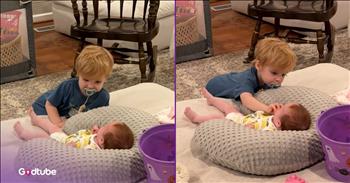 <p>This toddler&rsquo;s precious reaction to a crying baby will melt your heart. The young man had the kindness and most gentle response to a baby that was crying near him. Watch the short but sweet clip to see what the little guy did that is too cute to miss.</p>

<p>Children are, without a doubt, a gift and a blessing. In fact, being a parent is one of the greatest and most rewarding blessings we will ever experience on this side of heaven. They bring with them an incalculable amount of joy and happiness to every household. No halfway decent parent or grandparent could ever argue otherwise.</p>

<p>With all that being said, not every parenting moment is one to capture and remember for decades to come. Some of them will very much be the opposite &ndash; a moment that we&rsquo;d like to forget as quickly as possible. Children, due to their unpredictable sleep schedules, will make it nearly impossible for you to get some shuteye. Additionally, there is the occasional incessant crying, which can be more than a little annoying. Nothing you do seems to quiet the child at this point. Every parent has been there.&nbsp;</p>

<p><a href="https://www.youtube.com/shorts/dBl506BGKnw">In a clip posted on YouTube</a>, a young man responded to a crying baby, likely his little sibling. Instead of lashing out with anger, the toddler had the most precious and sweetest response to the upset child. He reacted to the baby with gentleness, kindness and love.</p>

<p>The young man seemed to know exactly what the baby needed and responded accordingly. He threw off the blanket and slowly, but still with purpose, approached the child. He leaned over near the child, grabbed the baby&rsquo;s pacifier and placed it into the baby&rsquo;s mouth.</p>

<p>Almost instantly, the baby&rsquo;s crying ceases. Peace and quiet had finally been restored, at least momentarily, and it was all because of the young man. He knew what the baby needed and delivered it in the sweetest, most heartwarming way possible.</p>

<p><em><strong><a href="https://www.godtube.com/bible/proverbs/15-1">Proverbs 15:1</a></strong> &ldquo;By a soft answer wrath is turned away, but a bitter word is a cause of angry feelings.&rdquo;</em></p>
