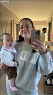 My 8 month old daughter in the mirror as I was trying to get her to say Mama she looks back at me, as if she’s laughing and just repeats Dada Dada to me. Dad is in the background looking happy with his work!