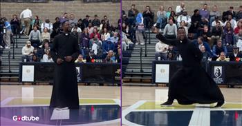 <p>A Catholic priest busted out some impressive dance moves to NSYNC&rsquo;s &ldquo;Bye Bye Bye.&rdquo; &nbsp;His unexpectedly stunning fancy footwork gave the entire crowd quite the thrill, causing them to hoot and holler after witnessing the jaw-dropping display. Watch the short but unbelievable clip to see what the clergyman did that will have you shaking your head and checking your eyes.</p>

<p>Dancing is a lot like singing in that everyone can technically do it, like we all have the ability. However, does that mean everyone should be trying to belt out the lyrics to a Mariah Carey, Celine Dion, or Adele song in a public forum? No, of course not. Believe me, you don&rsquo;t want me to try singing anything. I was not blessed with an ounce of musical talent.</p>

<p>Like my lack of a singing voice, I&rsquo;m also not someone who should be out on a dance floor. Seriously, that wouldn&rsquo;t be good for anyone. I wouldn&rsquo;t want to subject anyone to that display. Although it&rsquo;s kind of a toss-up as to which one would be worse: me singing or dancing. Neither would be a good time.</p>

<p>However, some people have been blessed musically and can move about the dance floor with ease, without making you feel even the slightest bit secondhand embarrassment for them. These people know what they are doing, and, <a href="https://www.instagram.com/reel/DTmDY4aDBW3/">according to a clip posted on social media</a>, one Catholic priest certainly has moves, which he demonstrated for all to see.</p>

<p>In the video, the priest stands at center court at halftime of a high school basketball game. NSYNC&rsquo;s classic &ldquo;Bye Bye Bye&rdquo; starts, and at first, it appears he&rsquo;s a little lost, unsure of what to do. However, seconds later, he&rsquo;s showing off what he can do, and even throws in a split, much to the enjoyment of everyone in the crowd.</p>

<p><em><strong><a href="https://www.godtube.com/bible/psalms/149-3">Psalm 149:3</a></strong> &ldquo;Let them give praise to his name in the dance: let them make melody to him with instruments of brass and corded instruments of music.&rdquo;</em></p>
