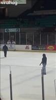 In Florence, SC, moments before the PeeDee Ice Cats face the Athens Rock Lobsters, a cat decides to examine the ice.