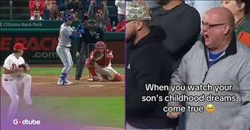 <p>One dad had a heartwarming reaction to watching his son fulfill his dream of playing Major League Baseball. The father could not help but get emotional as he watched his son take the mound in an MLB game. Watch the short but tear-jerking clip to see how this father responded as he witnessed his son play in a professional baseball game.</p>

<p>Nearly every child imagines and daydreams about what they want to do when they grow up. Most children, at some point, say they want to be a professional athlete. Maybe they want to play in the NBA, suit up for an NFL team or put on pads for an NHL club. Either way, many youngsters have this dream of playing professional sports.</p>

<p>However, as everyone knows, the likelihood of someone actually making it to the NBA or NFL is slim. You don&rsquo;t want to kill anyone&rsquo;s dream, but that is the sad reality. There is a lot of competition for a handful of spots, and not everyone is going to be blessed with the skills and athleticism of LeBron James, Dak Prescott or Stephen Curry.</p>

<p>But there are those who, through hard work, determination and sheer will, make it to that top echelon of competition and become professional athletes. <a href="https://www.youtube.com/shorts/FsWQa80xpPc">A clip posted on YouTube</a> captured the moment a father saw his son realize his dream. Dad was in the stands as his son took the mound for the Philadelphia Phillies.</p>

<p>Orion Kerkering, a pitcher for the Phillies, was brought in the 8th inning of a 3-2 game against the New York Mets, <a href="https://people.com/dad-cries-during-orion-kerkering-mlb-pitching-debut-for-phillies-7974872">according to People</a>. &nbsp;It was Orion&rsquo;s MLB debut, and his father, Todd, was in the stands to see his son in action.</p>

<p>The cameras caught Todd watching his son make his debut, and he quickly and understandably became emotional. He was able to see his son do what not many other people ever get the chance to do: play in an MLB game. All his son&rsquo;s hard work and perseverance &ndash; all those hours of intense, highly focused practice &ndash; had finally paid off.</p>

<p><em><strong><a href="https://www.godtube.com/bible/1-corinthians/9-24">1 Corinthians 9:24</a></strong> &ldquo;Do you not see that in a running competition all take part, but only one gets the reward? So let your minds be fixed on the reward.</em></p>
