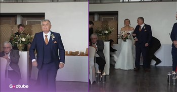 Nervous Father-Of-The-Bride Forgets Daughter And Walks Down The Aisle Alone