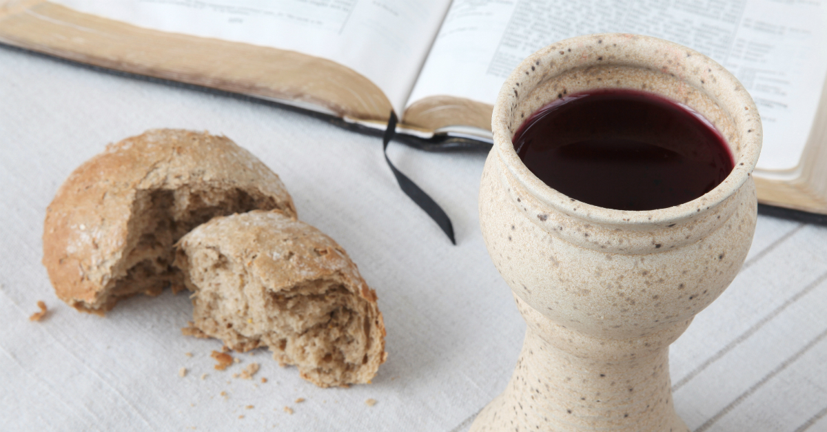 Communion cup of wine and bread