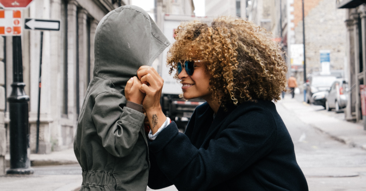 mom and kid on the street