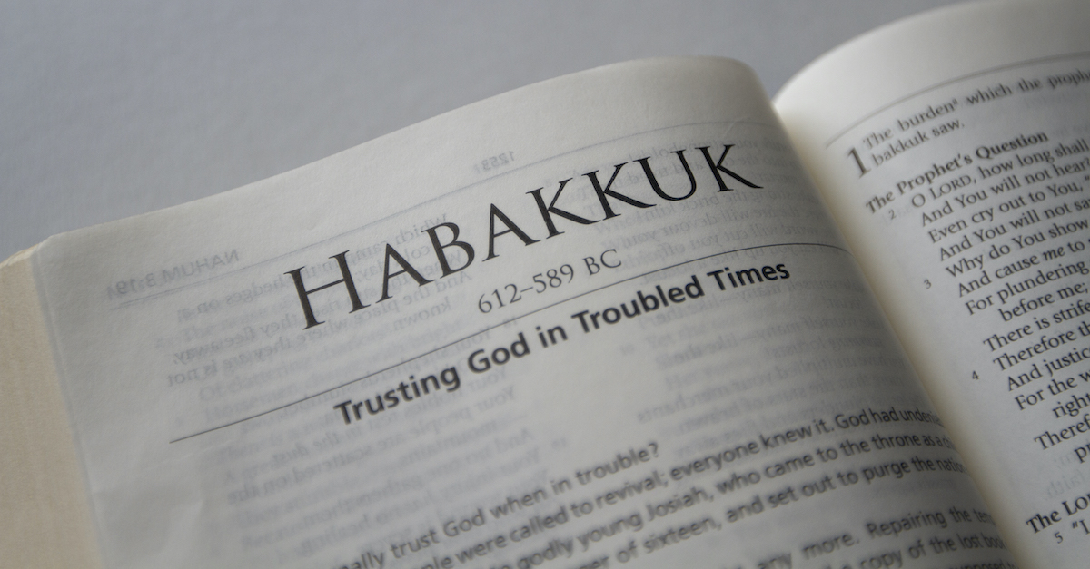 Bible open to the Book of Habakkuk - just shall live by faith