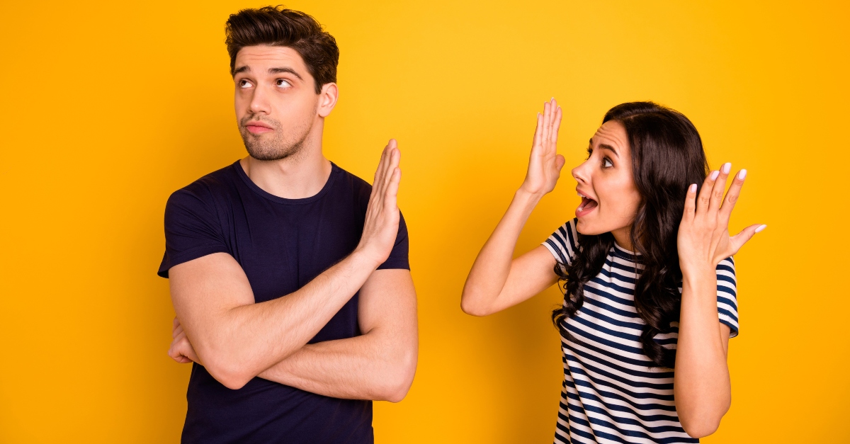 Couple having an argument, loving someone when they're angry