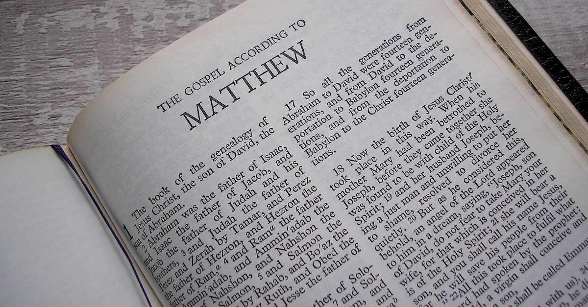 Bible open to gospel of Matthew, easter sunday