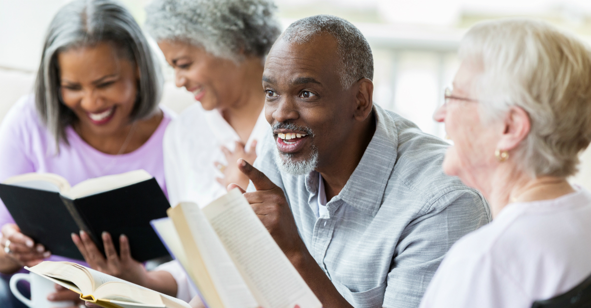 community book or Bible study club senior friends