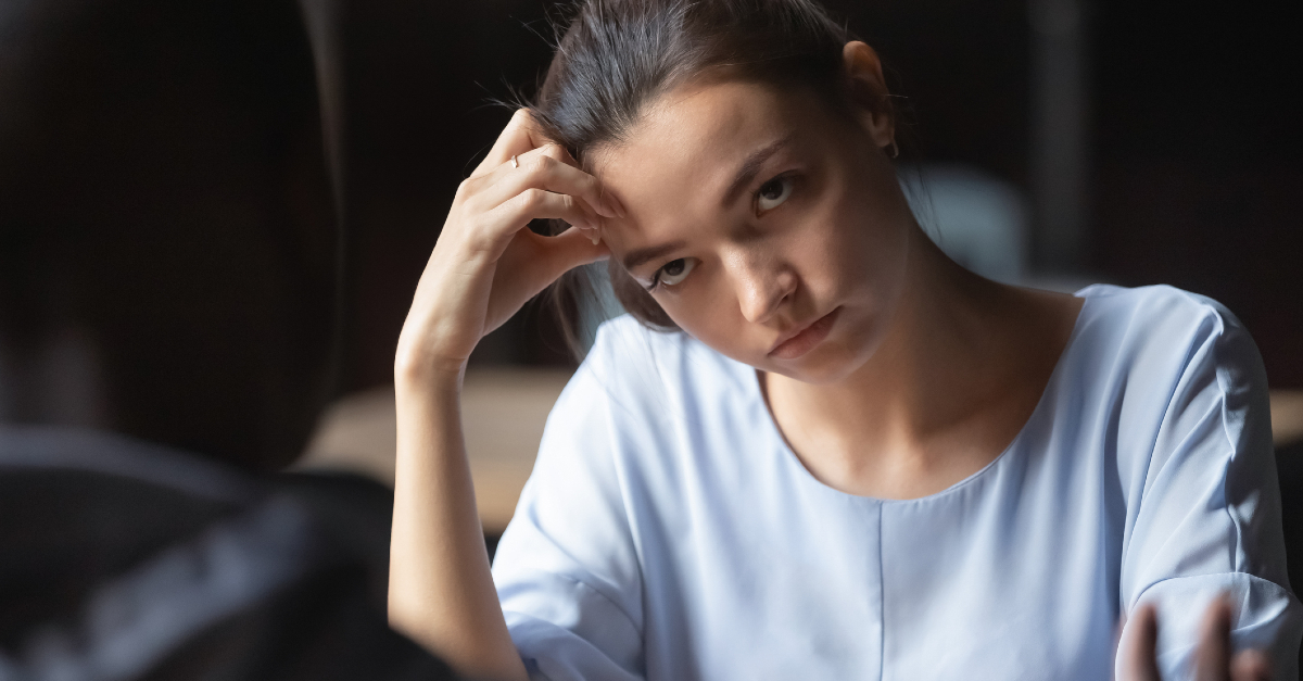 woman annoyed on date